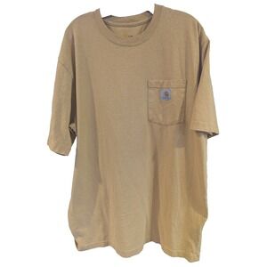 Carhartt Men's Tan LT‎ T-Shirt Loose Fit Short Sleeve Heavyweight Pocket K87